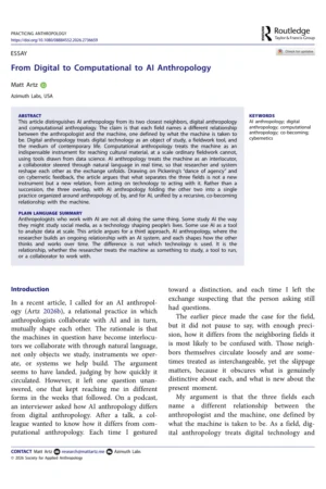 First page of From Digital to Computational to AI Anthropology, Practicing Anthropology